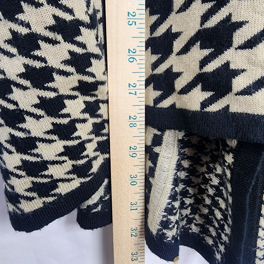 Y2K Womens Houndstooth Patchwork Cardigan Sweater Chunky Neutral Indie Artsy‎ 2X